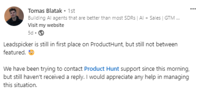 Product hunt didn’t feature leadspicker