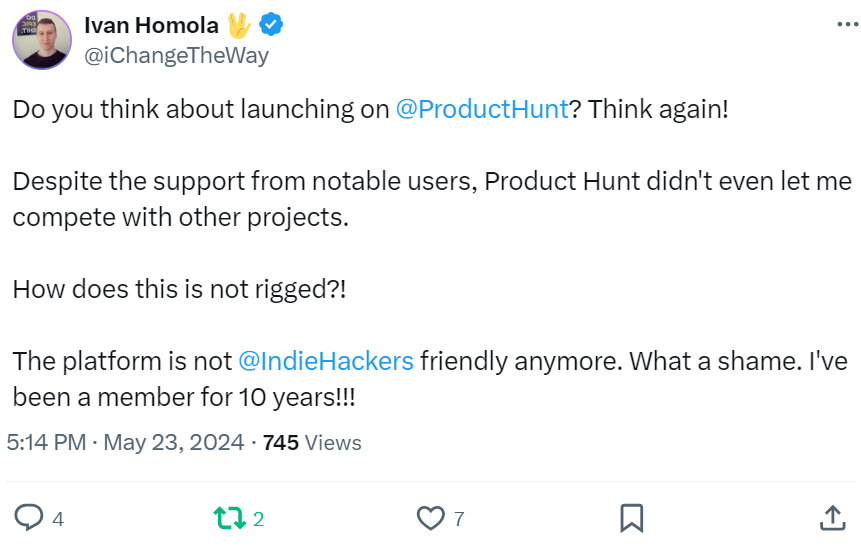 Product hunt isn’t indie hacker friendly